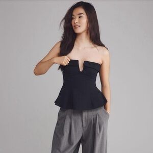 Anthropologie Maeve Strapless Plunge Top